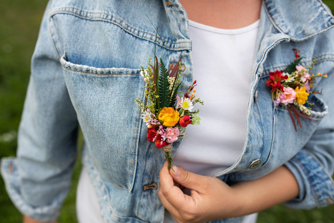 Summer Wedding Boutonniere: Handmade Textile Flower Buttonhole – handmade floral hair accessory by magaela