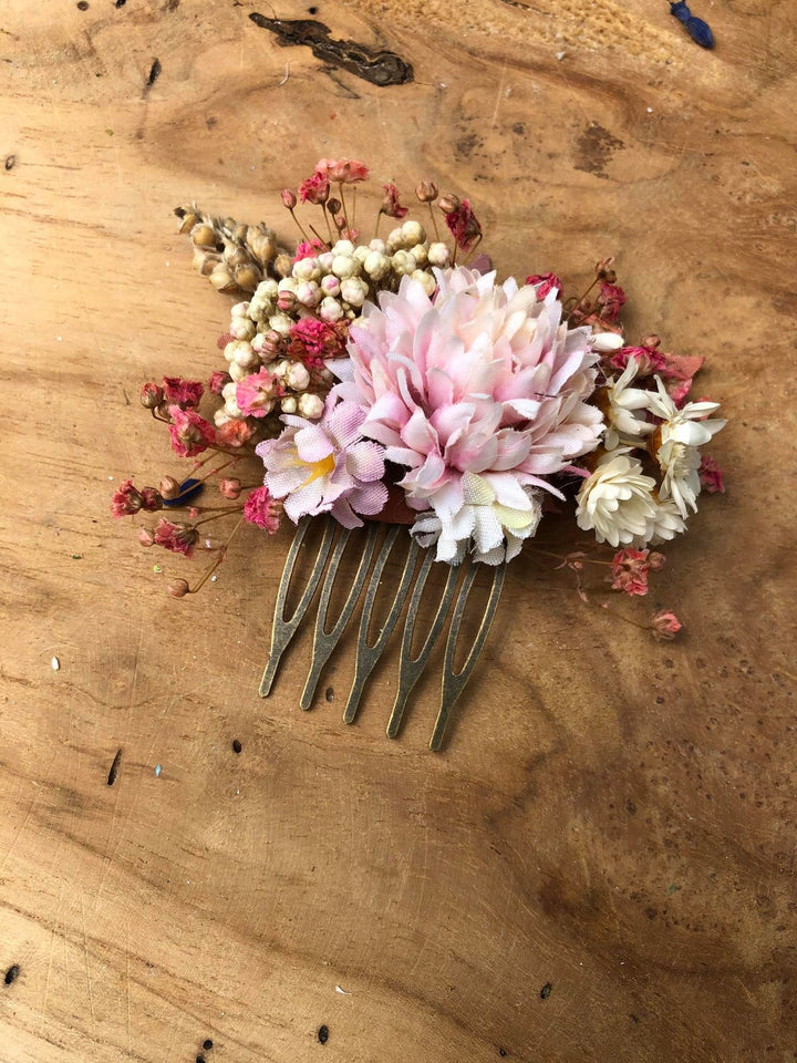 Pastel Flower Wedding Hair Comb: Pink Bridal Accessory – handmade floral hair accessory by magaela