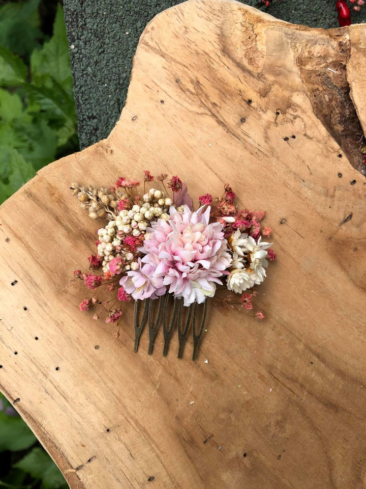 Pastel Flower Wedding Hair Comb: Pink Bridal Accessory – handmade floral hair accessory by magaela