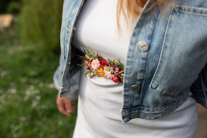 Summer Flower Wedding Belt: Colorful Bridal Dress Sash – handmade floral hair accessory by magaela