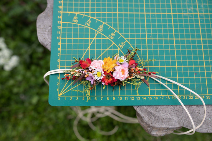 Summer Flower Wedding Belt: Colorful Bridal Dress Sash – handmade floral hair accessory by magaela