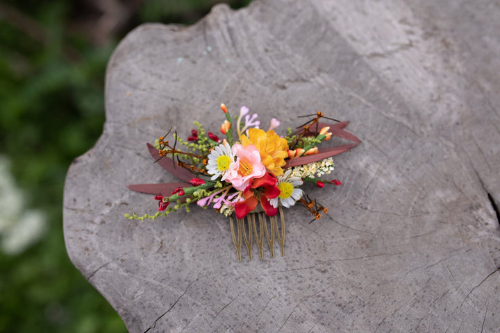 Summer Wedding Flower Hair Comb: Handmade Bridal Hair Accessory – handmade floral hair accessory by magaela