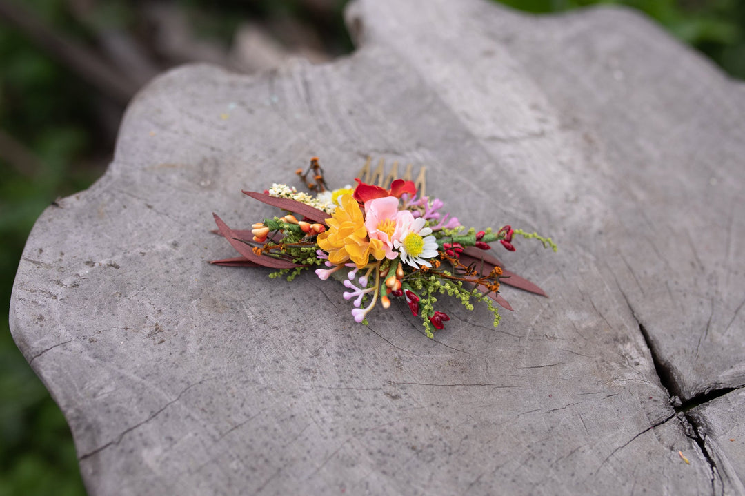 Summer Wedding Flower Hair Comb: Handmade Bridal Hair Accessory – handmade floral hair accessory by magaela