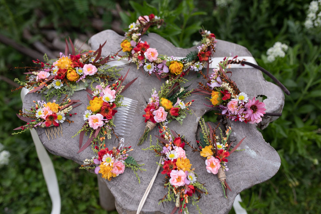 Summer Wedding Flower Hair Comb: Handmade Bridal Hair Accessory – handmade floral hair accessory by magaela