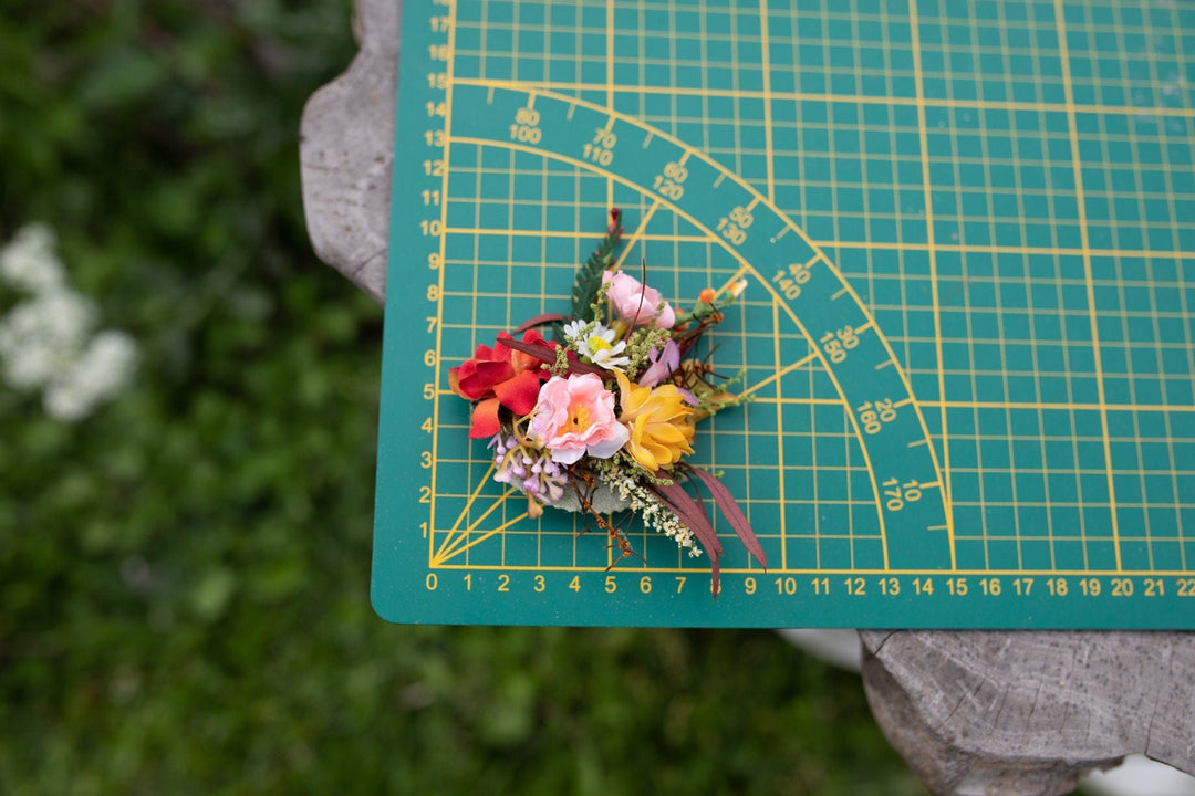 Handmade Colorful Flower Brooch: Summer Wedding Accessory – handmade floral hair accessory by magaela
