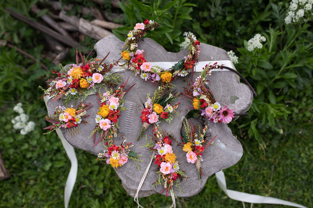 Handmade Colorful Flower Brooch: Summer Wedding Accessory – handmade floral hair accessory by magaela