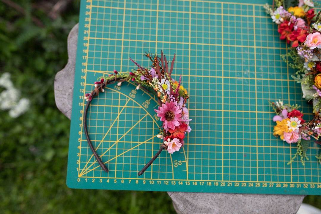Colourful Flower Bridal Headband: Handmade Wedding Hair Accessory – handmade floral hair accessory by magaela