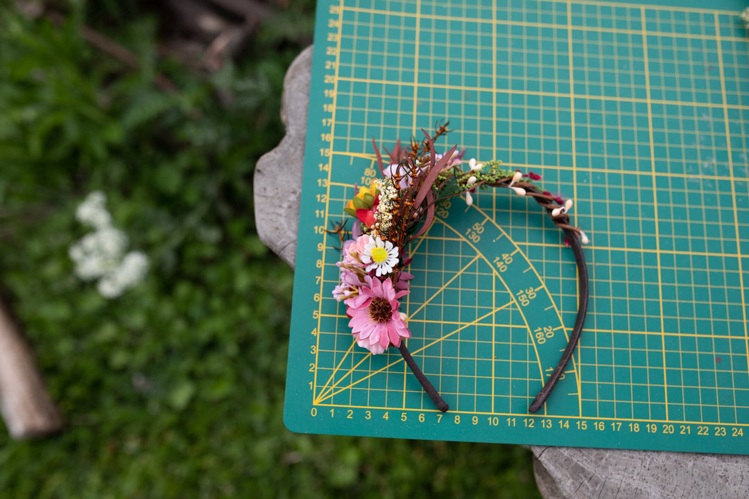 Colourful Flower Bridal Headband: Handmade Wedding Hair Accessory – handmade floral hair accessory by magaela