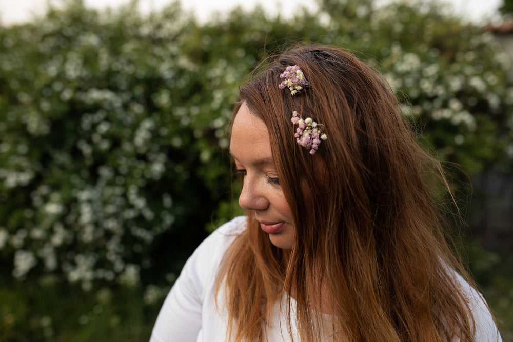 Dusty Pink Dried Flower Hairpins: Romantic Wedding Accessories – handmade floral hair accessory by magaela