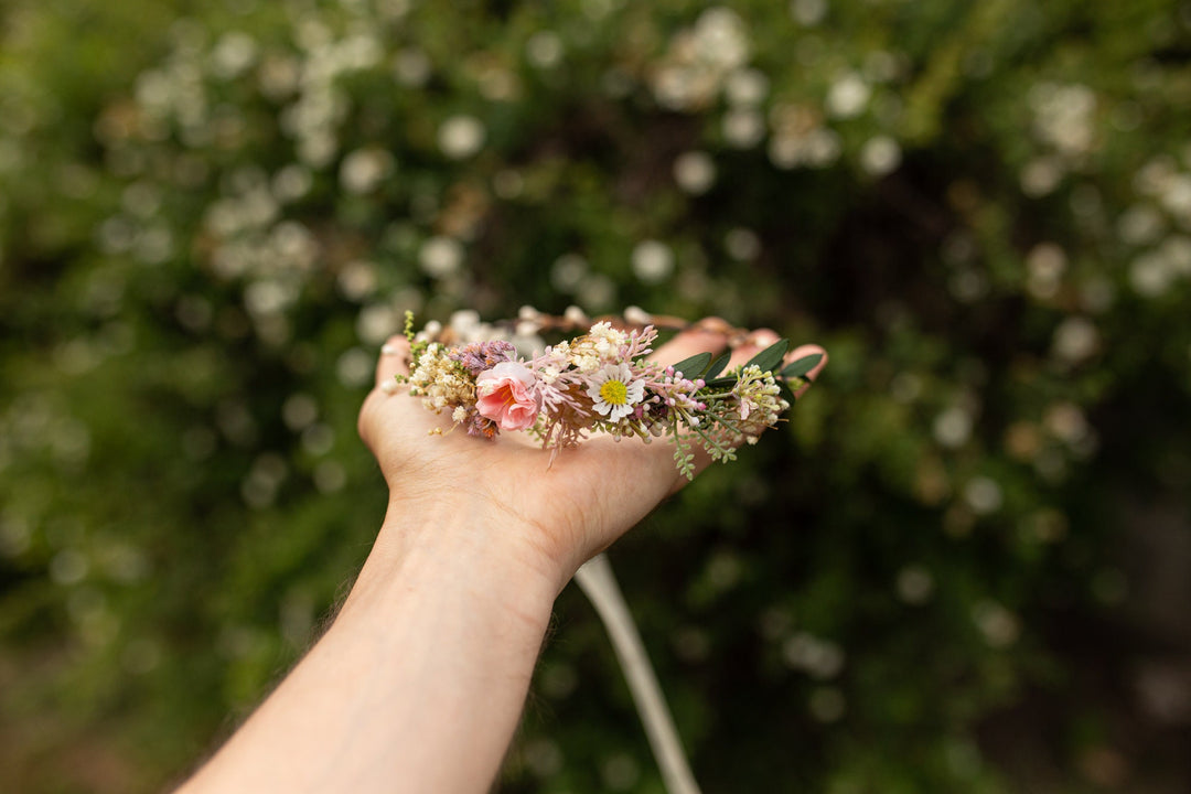 Matching Pink Flower Crown Set: Mother & Daughter Hair Wreaths – handmade floral hair accessory by magaela