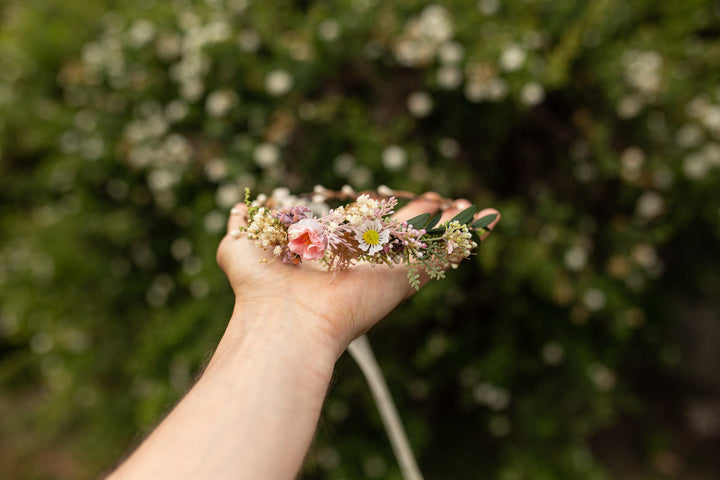 Matching Pink Flower Crown Set: Mother & Daughter Hair Wreaths – handmade floral hair accessory by magaela