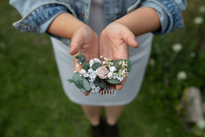 Blush Ivory Flower Hair Comb: Wedding Bridal Accessory – handmade floral hair accessory by magaela