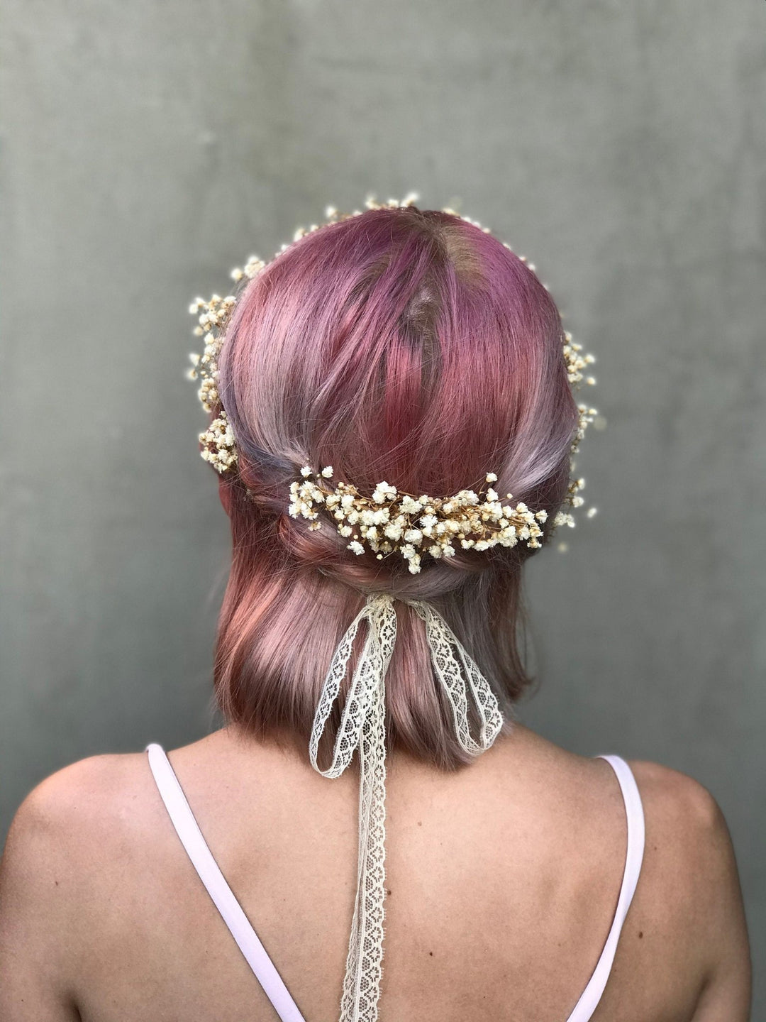 Beige Baby's Breath Wedding Hair Comb: Preserved Flower Bridal Accessory – handmade floral hair accessory by magaela