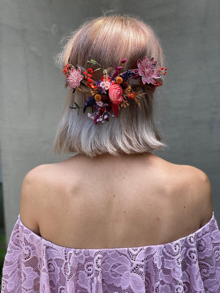 Bendable Flower Wedding Hair Comb: Bridal Hair Vine – handmade floral hair accessory by magaela