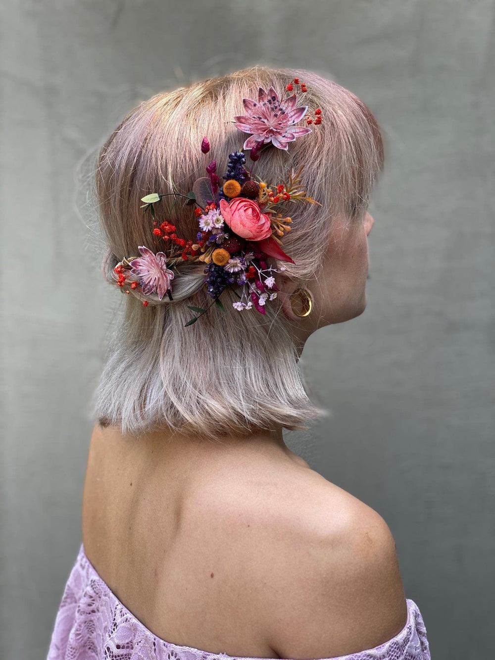 Bendable Flower Wedding Hair Comb: Bridal Hair Vine – handmade floral hair accessory by magaela