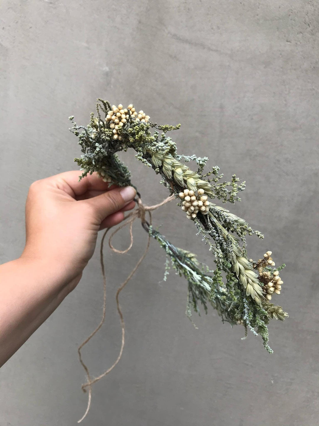 Natural Preserved Flower Wedding Wreath: Ivory Wheat Bridal Hair Accessory – handmade floral hair accessory by magaela