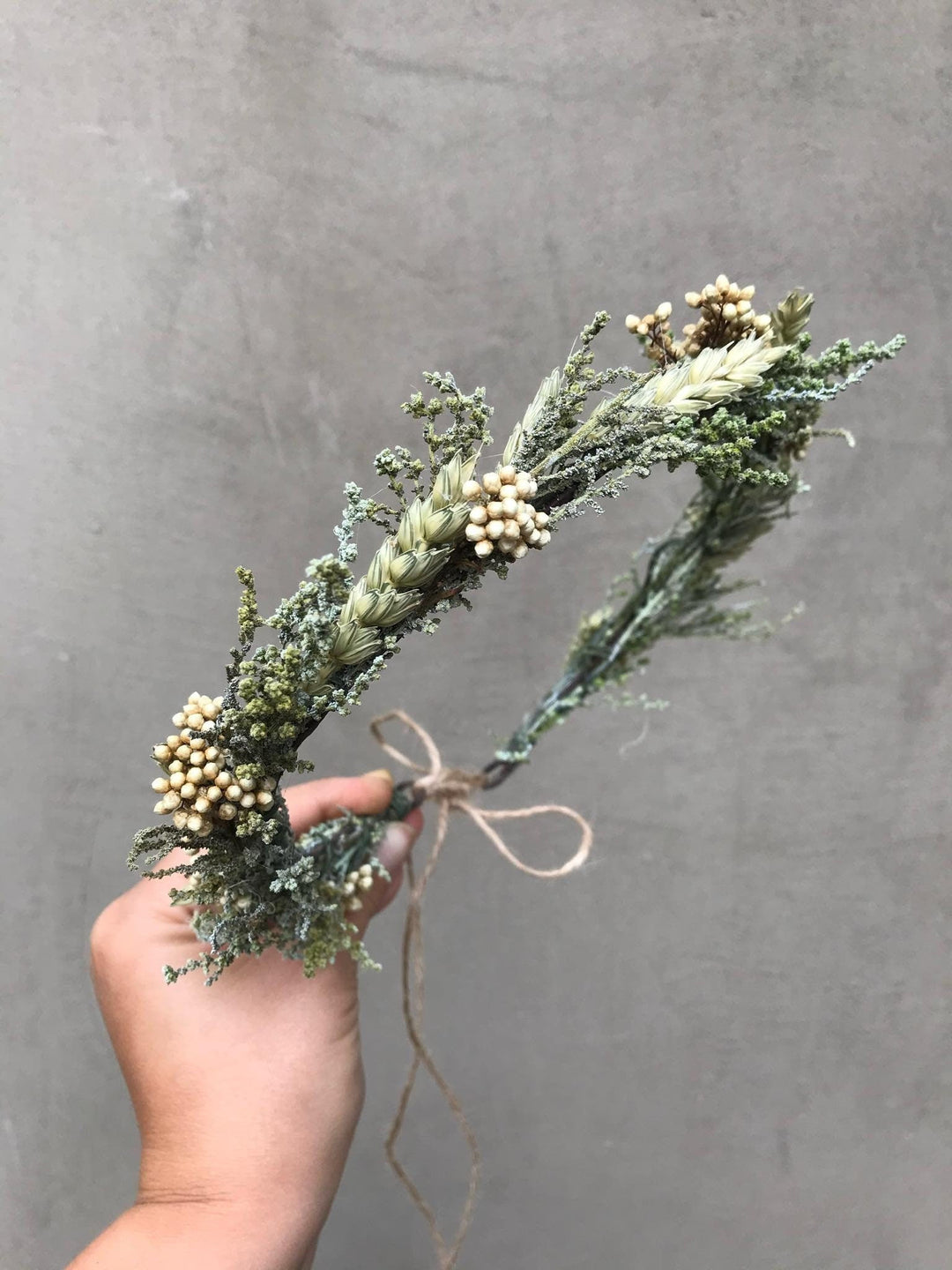 Natural Preserved Flower Wedding Wreath: Ivory Wheat Bridal Hair Accessory – handmade floral hair accessory by magaela