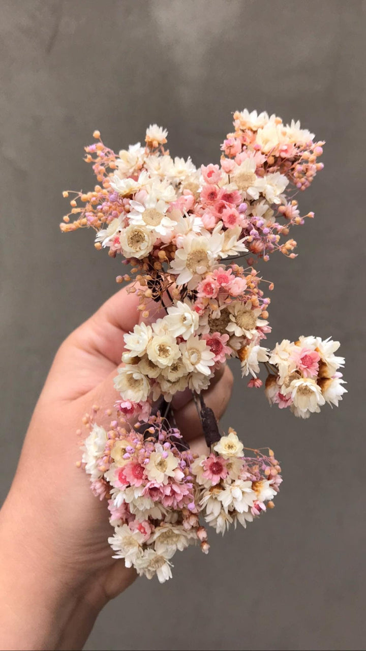 Handmade Blush Wedding Flower Hair Pins: Ivory Baby's Breath Headpiece – handmade floral hair accessory by magaela