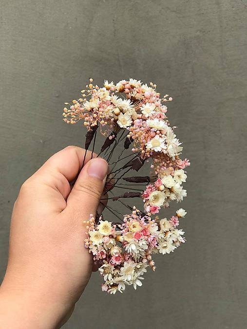 Handmade Blush Wedding Flower Hair Pins: Ivory Baby's Breath Headpiece – handmade floral hair accessory by magaela