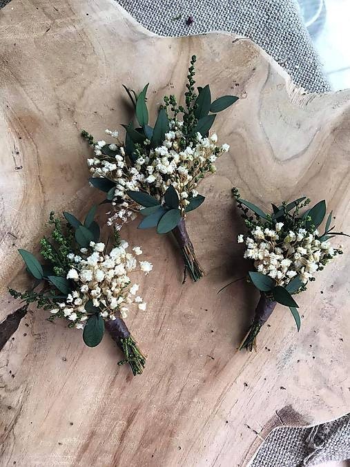 Greenery Wedding Boutonniere: Natural Baby's Breath Groom Accessory – handmade floral hair accessory by magaela