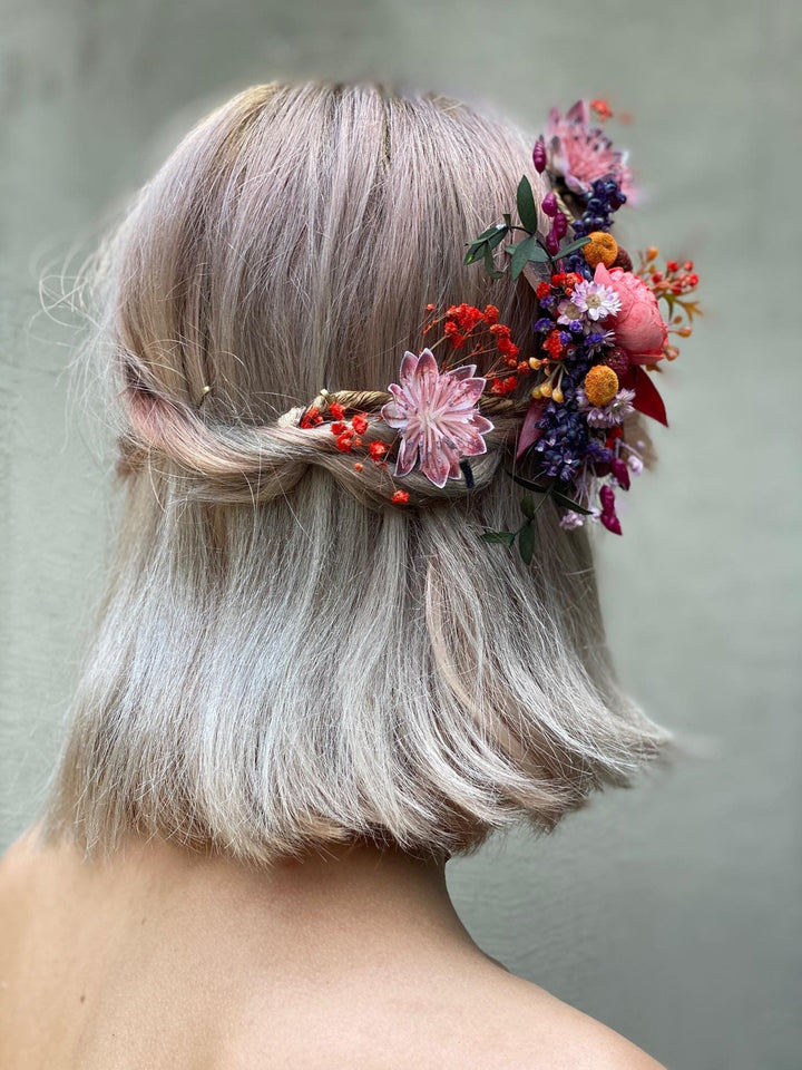 Bendable Flower Wedding Hair Comb: Bridal Hair Vine – handmade floral hair accessory by magaela