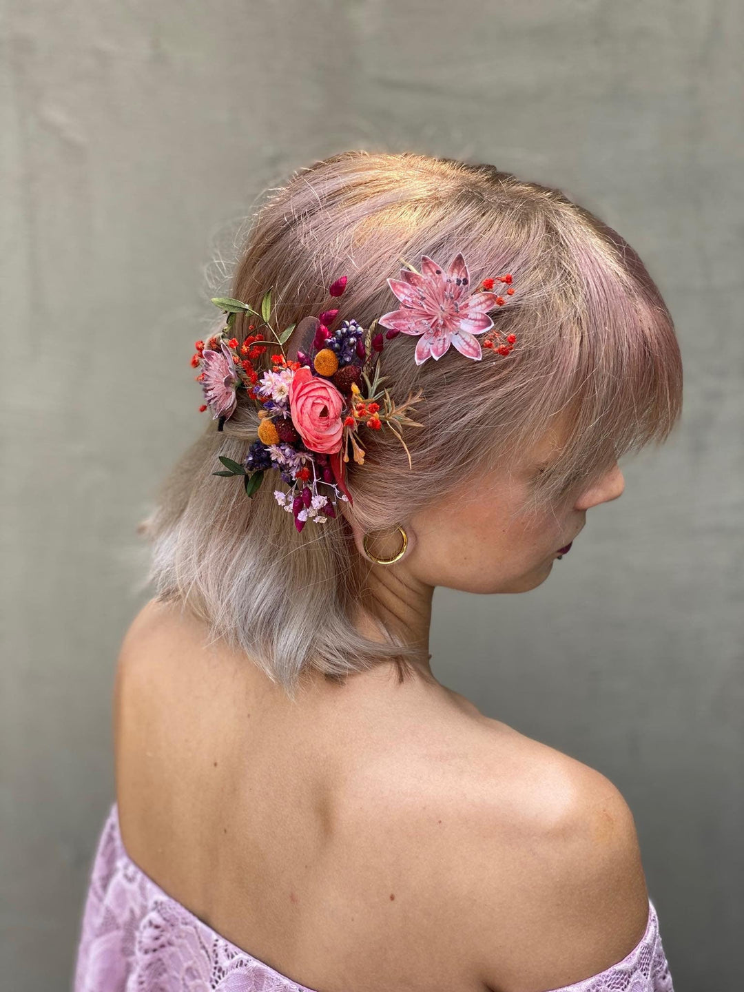 Bendable Flower Wedding Hair Comb: Bridal Hair Vine – handmade floral hair accessory by magaela