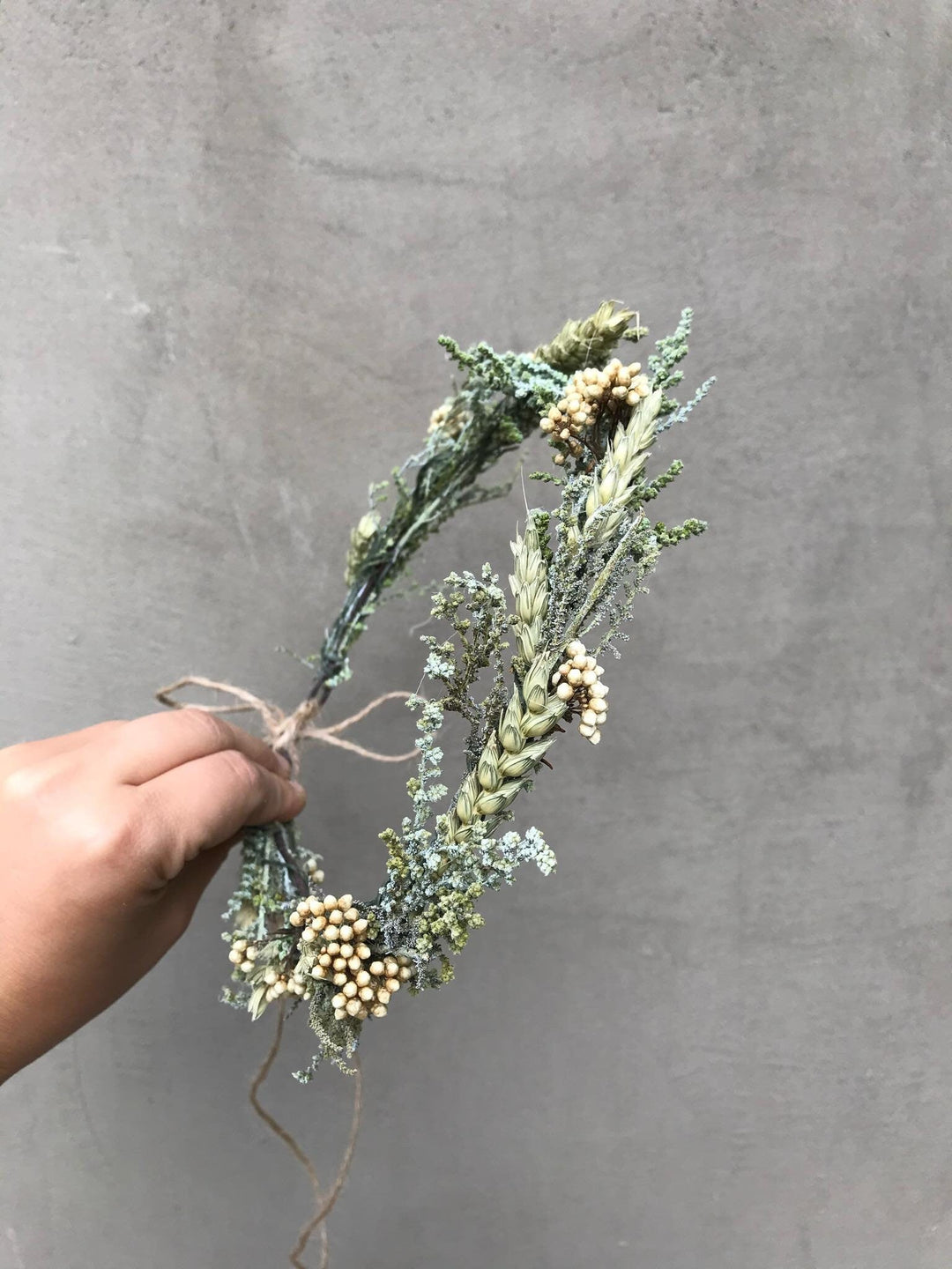 Natural Preserved Flower Wedding Wreath: Ivory Wheat Bridal Hair Accessory – handmade floral hair accessory by magaela