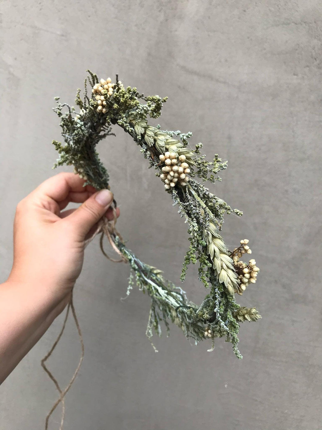 Natural Preserved Flower Wedding Wreath: Ivory Wheat Bridal Hair Accessory – handmade floral hair accessory by magaela