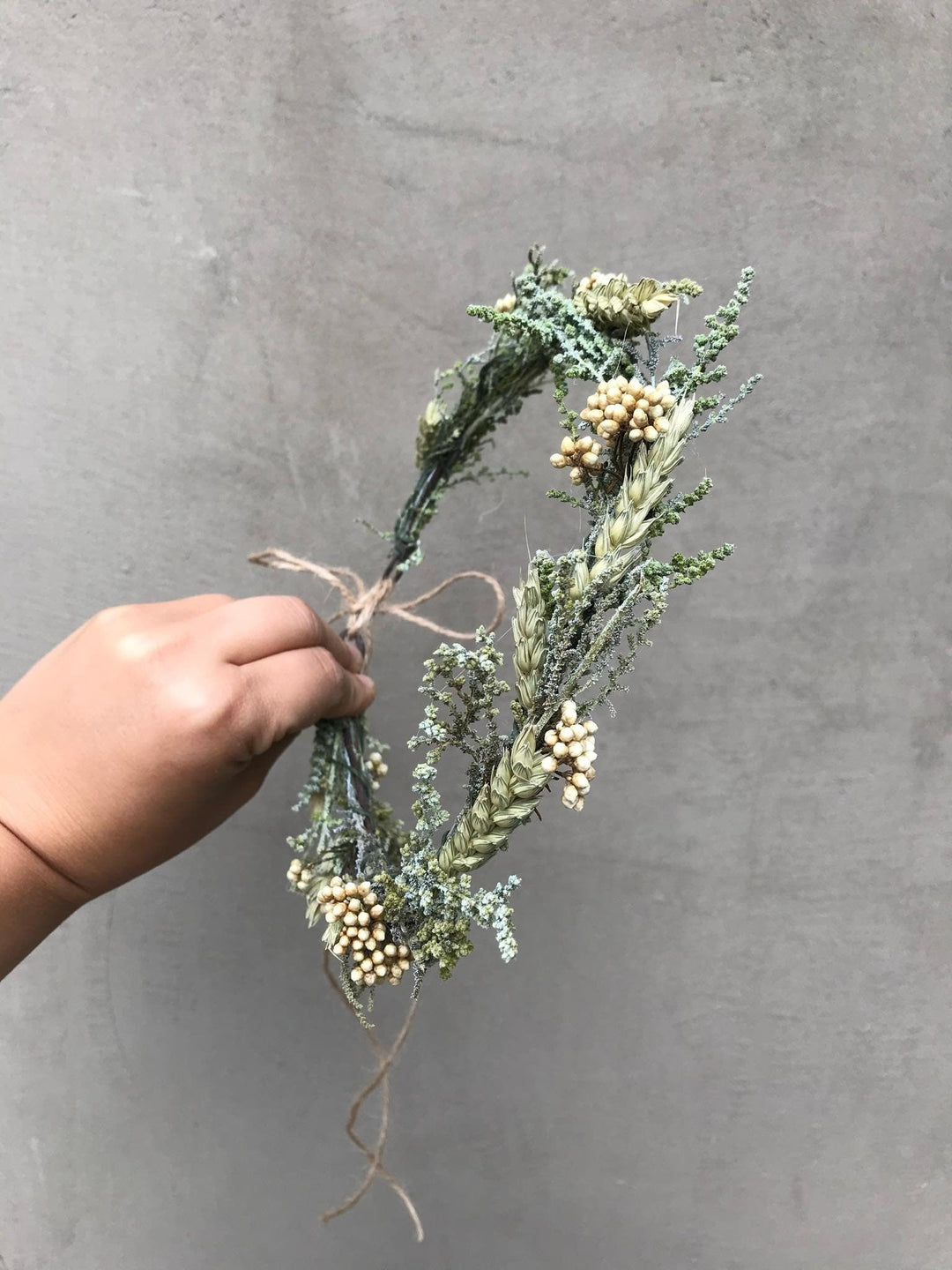 Natural Preserved Flower Wedding Wreath: Ivory Wheat Bridal Hair Accessory – handmade floral hair accessory by magaela