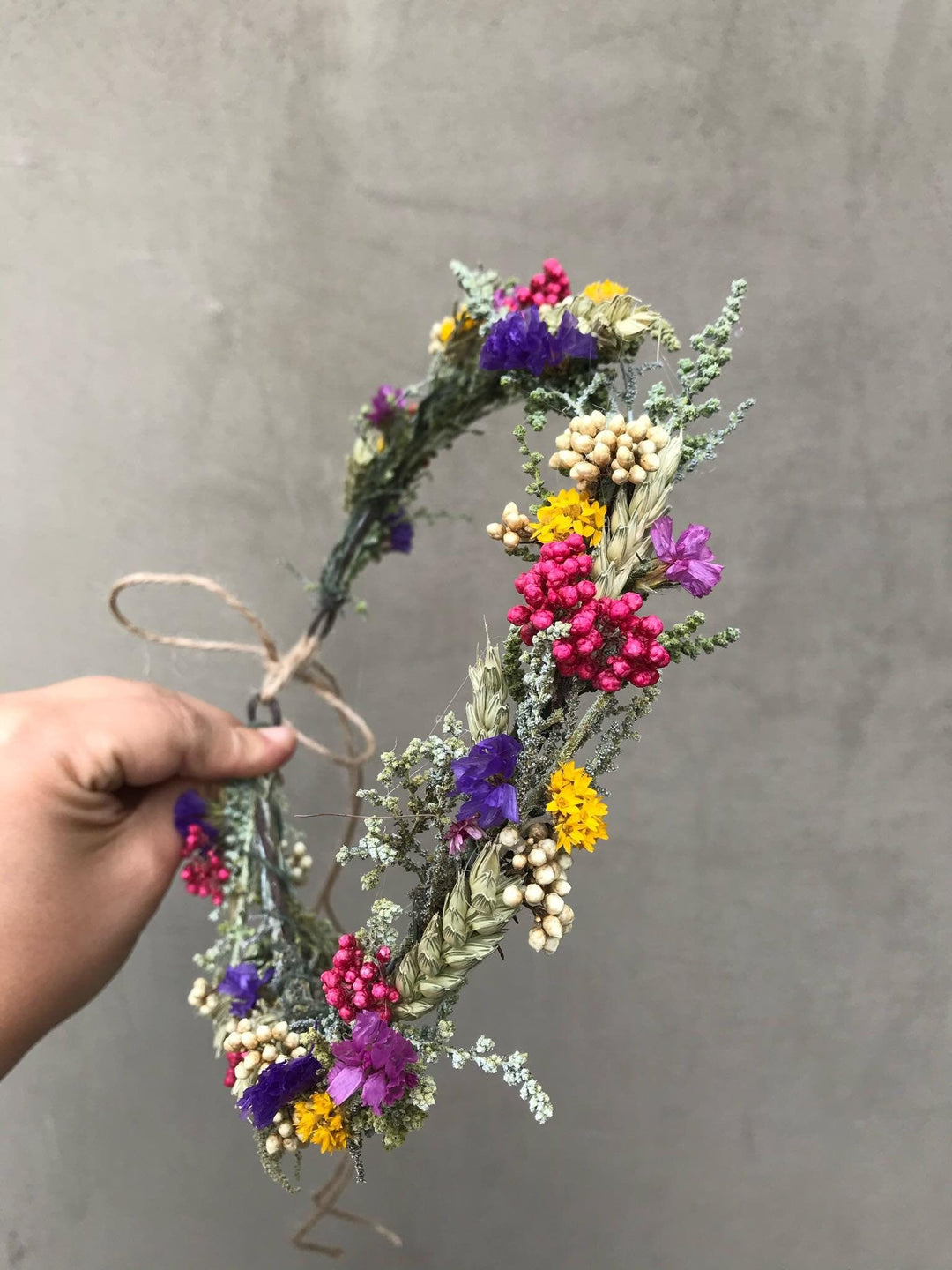 Natural Flower Wedding Wreath: Preserved Meadow Style – handmade floral hair accessory by magaela