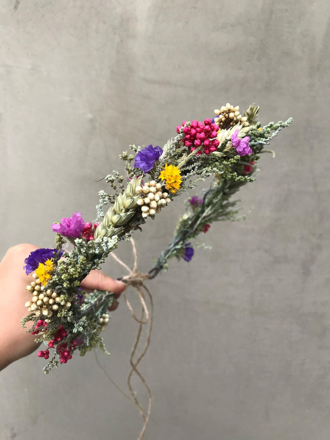 Natural Flower Wedding Wreath: Preserved Meadow Style – handmade floral hair accessory by magaela