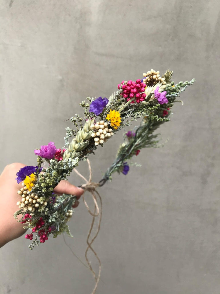 Natural Flower Wedding Wreath: Preserved Meadow Style – handmade floral hair accessory by magaela