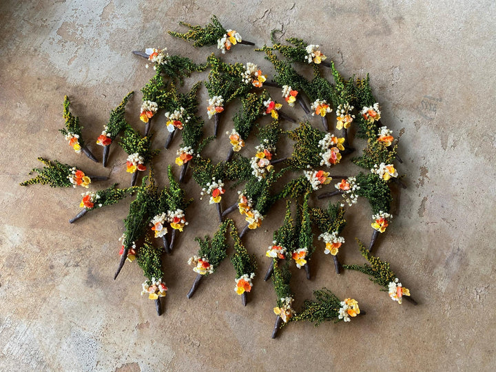 Floral Wedding Boutonnieres: Mini Artificial Flower Corsage – handmade floral hair accessory by magaela