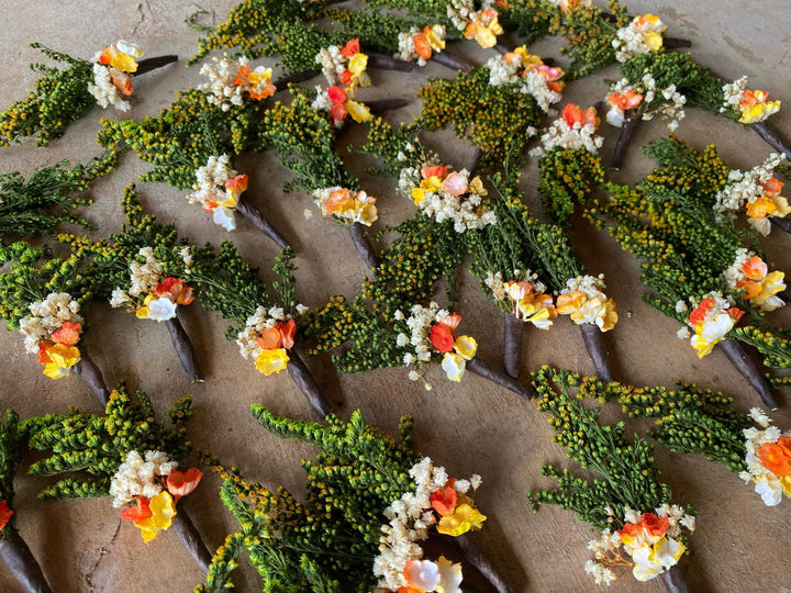 Floral Wedding Boutonnieres: Mini Artificial Flower Corsage – handmade floral hair accessory by magaela