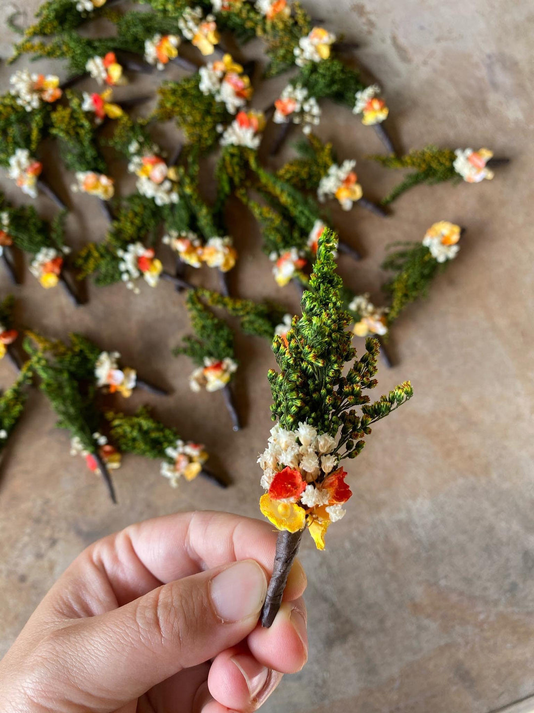 Floral Wedding Boutonnieres: Mini Artificial Flower Corsage – handmade floral hair accessory by magaela