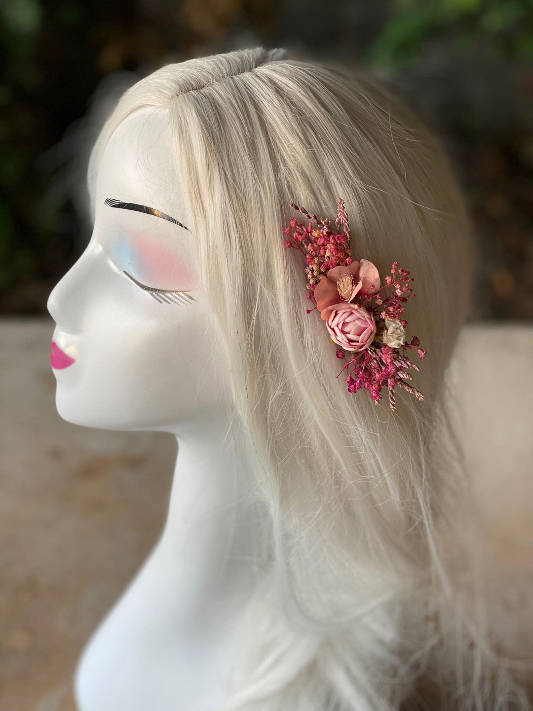 Pink Flower Hair Comb: Wedding Bridal Accessory – handmade floral hair accessory by magaela