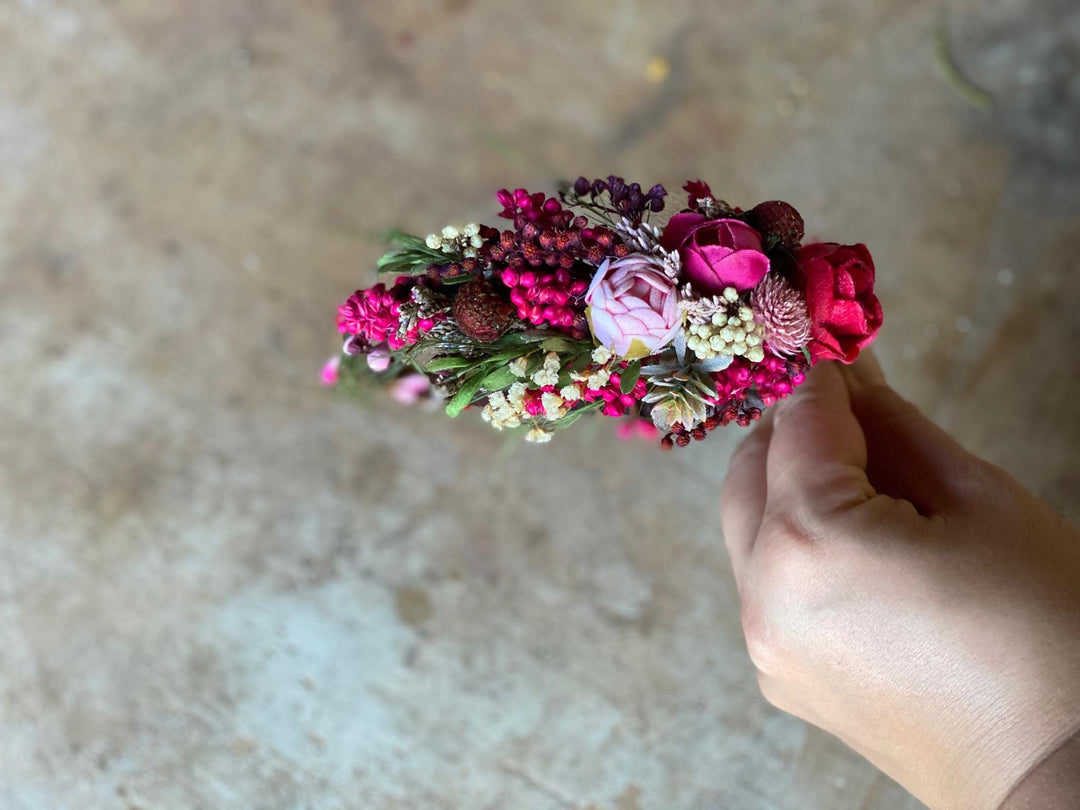 Fuchsia Flower Headband: Pink Peony Bridal Hairband – handmade floral hair accessory by magaela