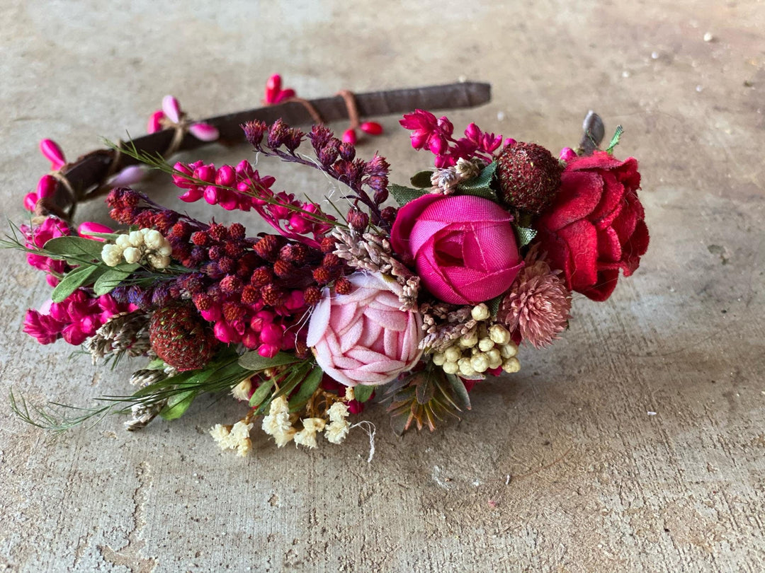 Fuchsia Flower Headband: Pink Peony Bridal Hairband – handmade floral hair accessory by magaela