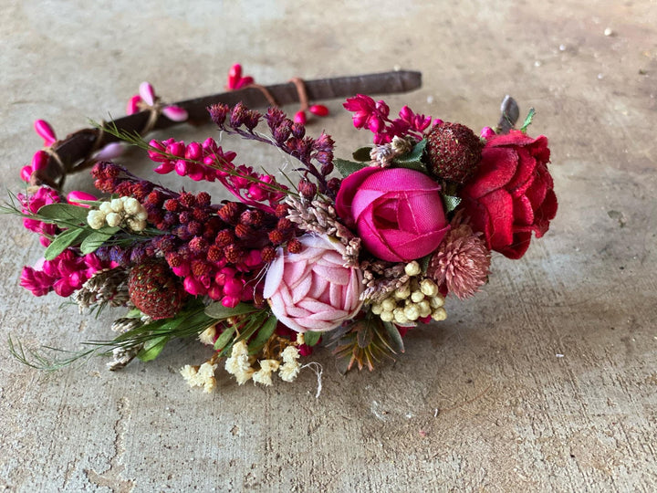 Fuchsia Flower Headband: Pink Peony Bridal Hairband – handmade floral hair accessory by magaela