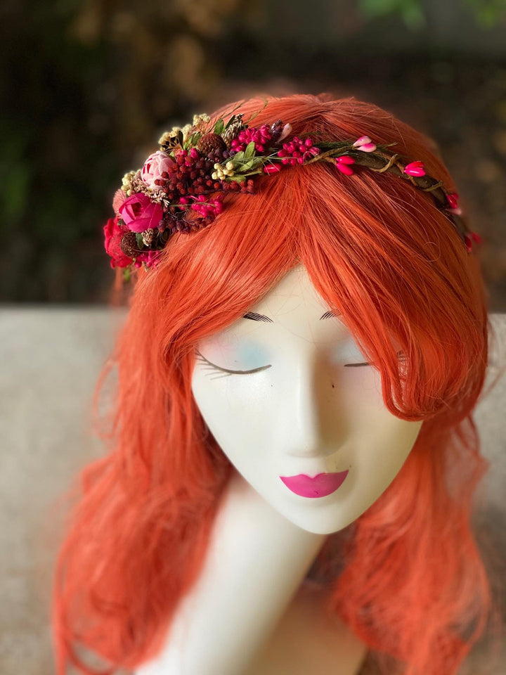 Fuchsia Flower Headband: Pink Peony Bridal Hairband – handmade floral hair accessory by magaela