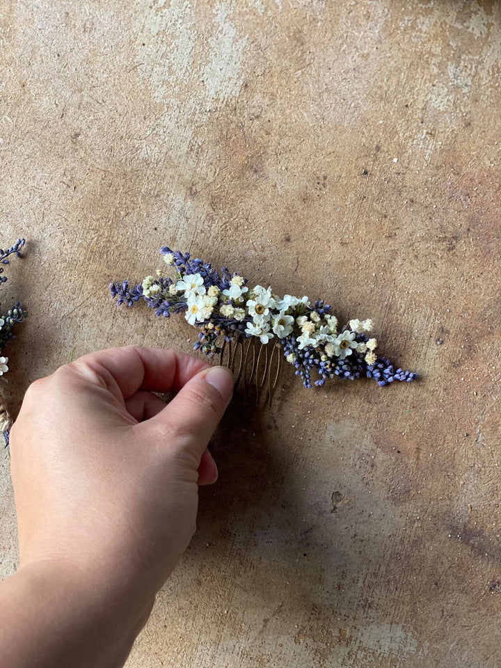 Lavender Wedding Hair Comb: Violet Floral Bridal Hair Accessory – handmade floral hair accessory by magaela