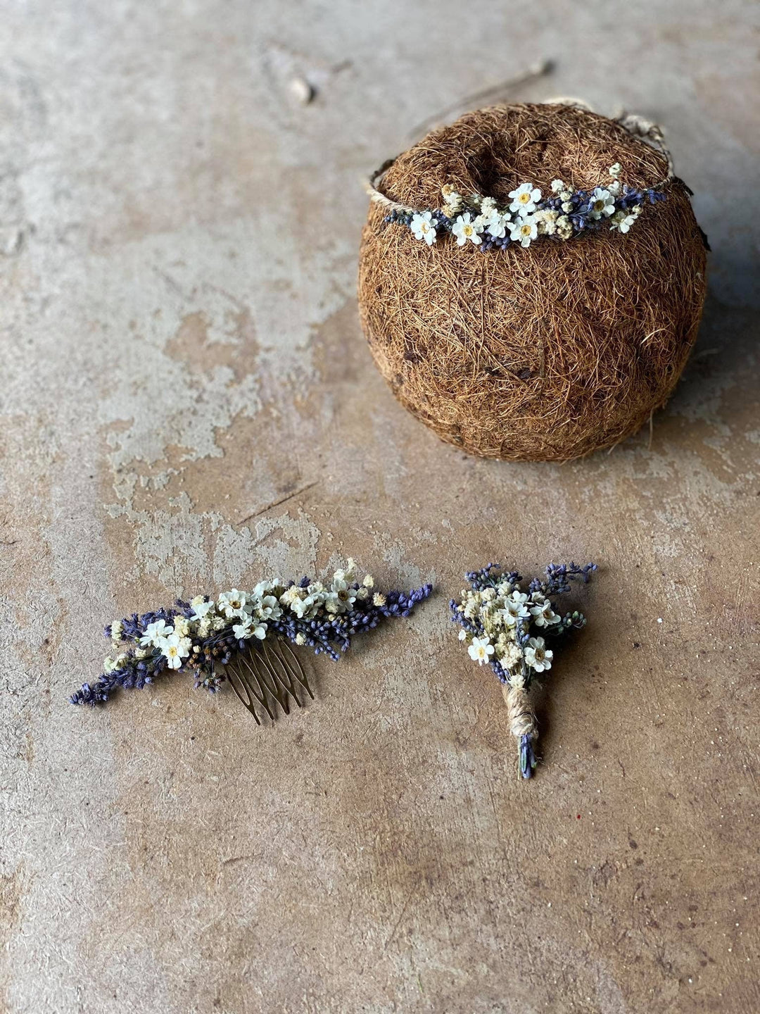 Lavender Newborn Flower Crown: Dried Flower Hair Wreath Photo Prop – handmade floral hair accessory by magaela