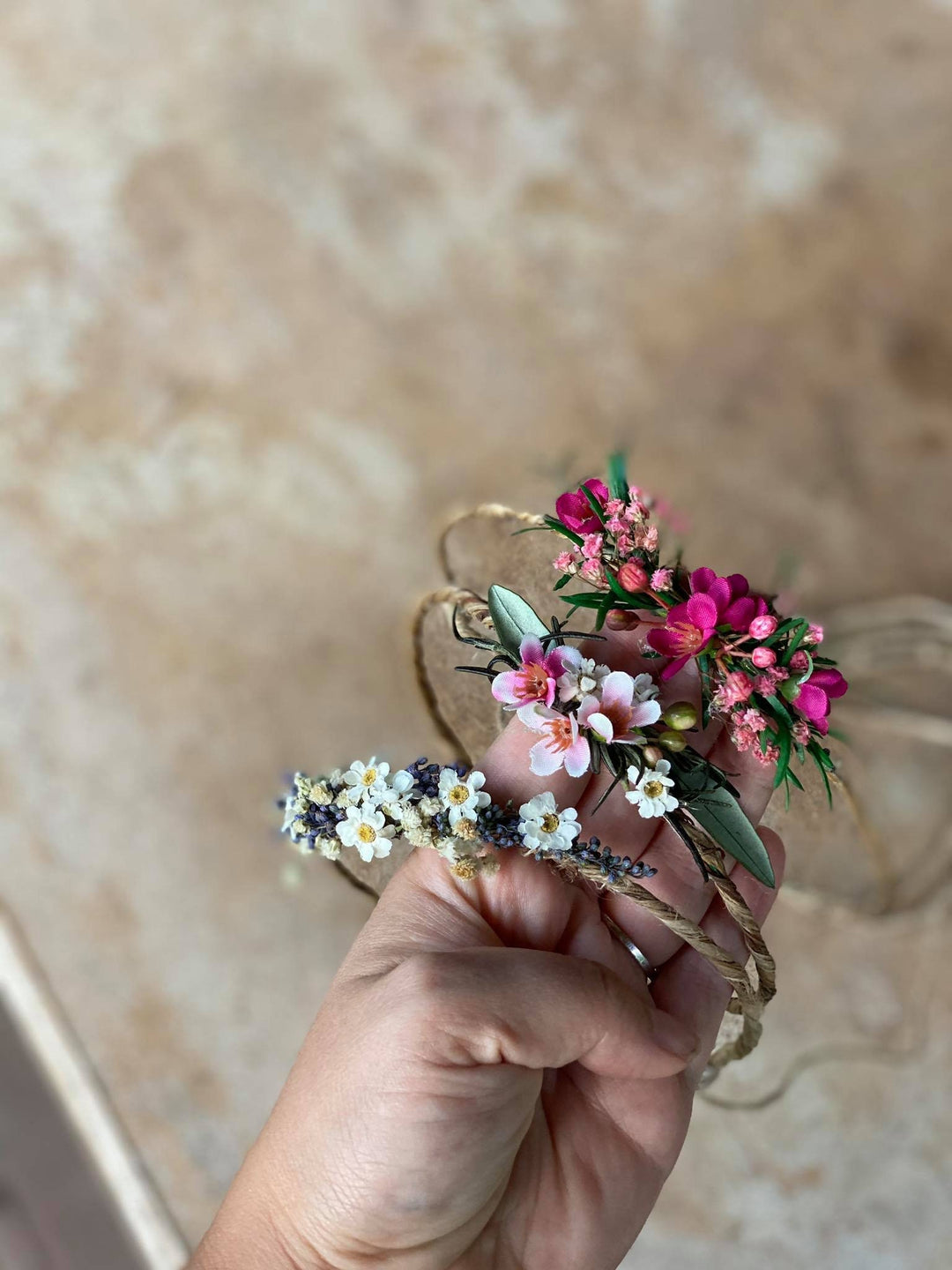 Lavender Newborn Flower Crown: Dried Flower Hair Wreath Photo Prop – handmade floral hair accessory by magaela