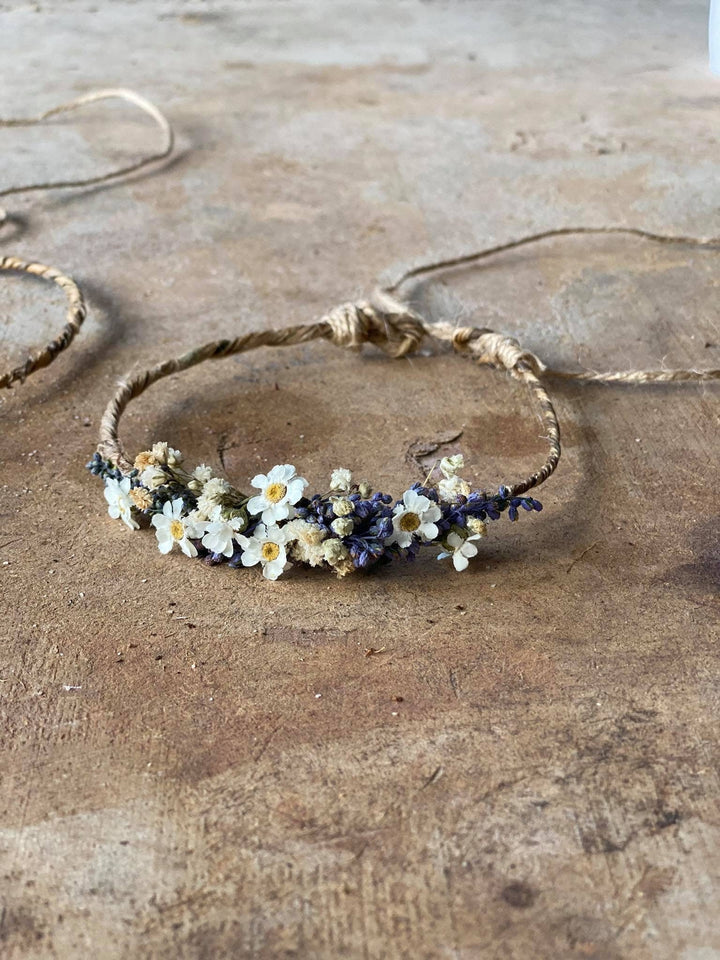 Lavender Newborn Flower Crown: Dried Flower Hair Wreath Photo Prop – handmade floral hair accessory by magaela