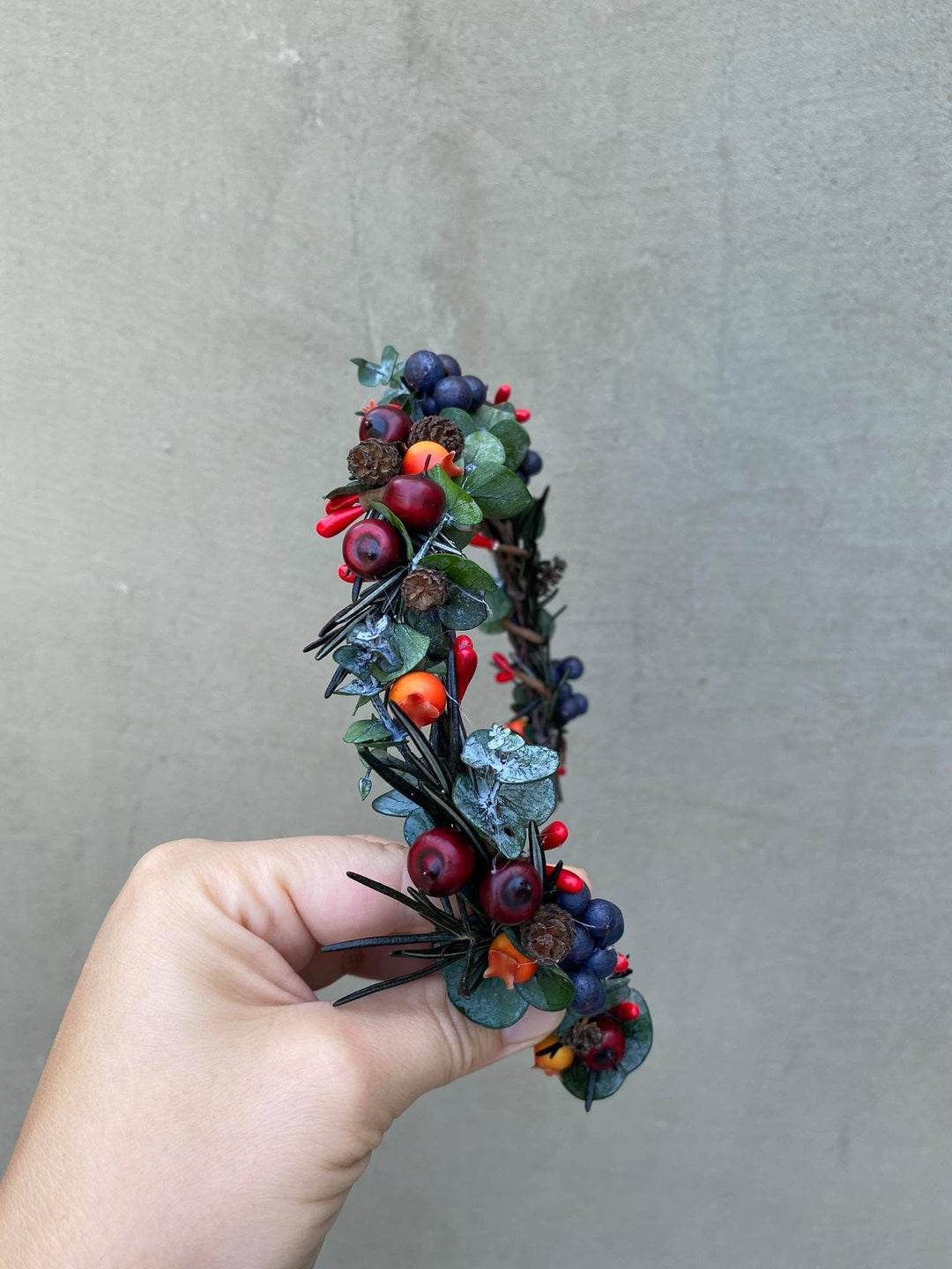 Autumn Berry Half Wreath: Fall Bridal Flower Crown – handmade floral hair accessory by magaela