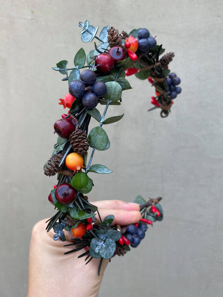 Autumn Berry Half Wreath: Fall Bridal Flower Crown – handmade floral hair accessory by magaela