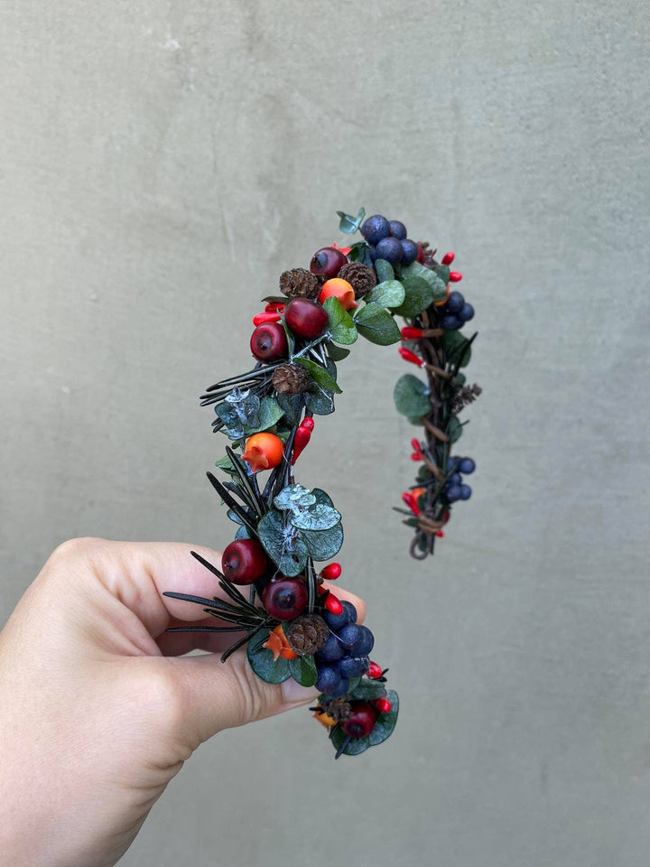 Autumn Berry Half Wreath: Fall Bridal Flower Crown – handmade floral hair accessory by magaela