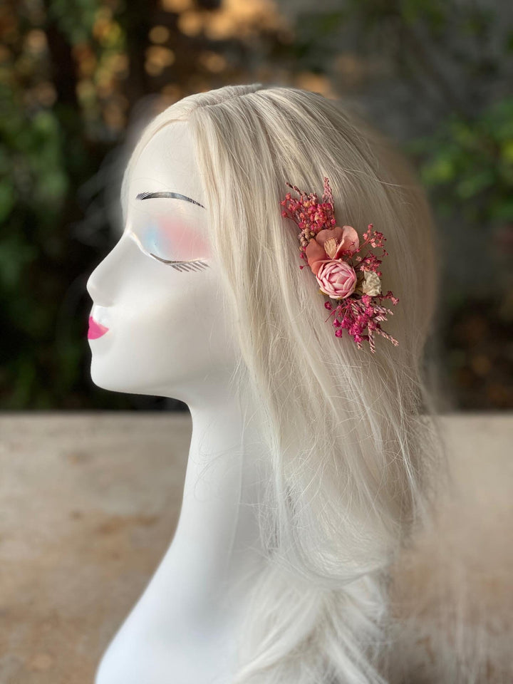 Pink Flower Hair Comb: Wedding Bridal Accessory – handmade floral hair accessory by magaela
