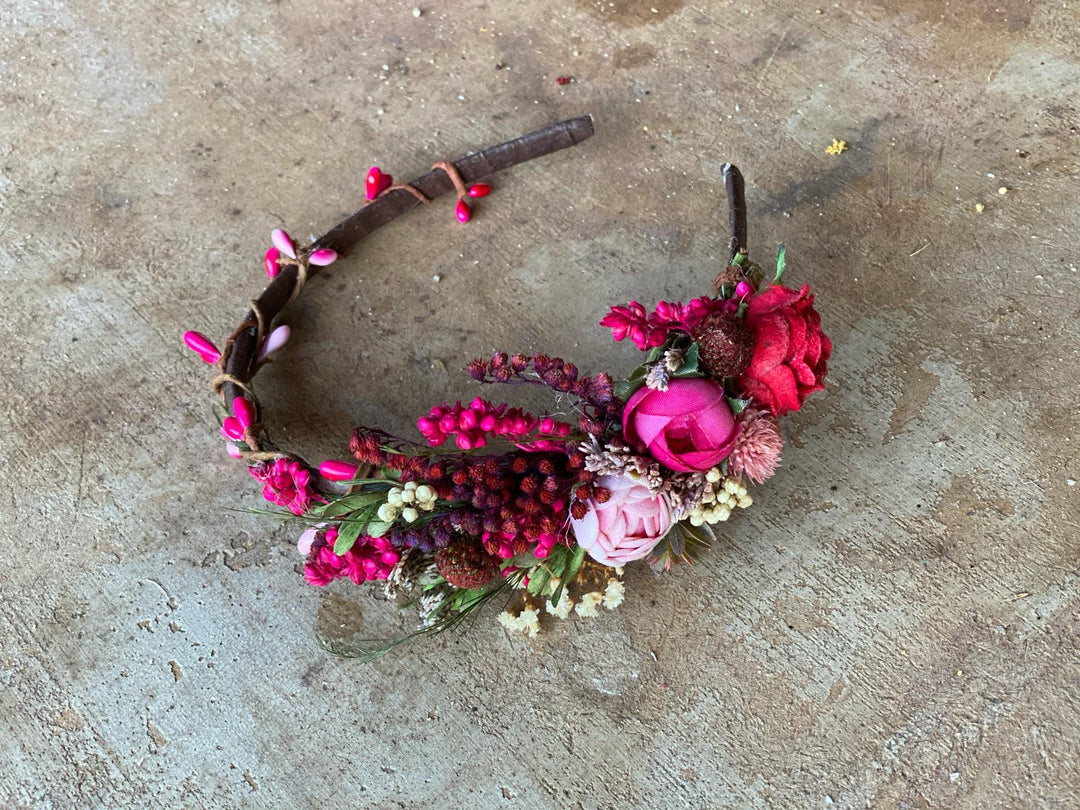 Fuchsia Flower Headband: Pink Peony Bridal Hairband – handmade floral hair accessory by magaela