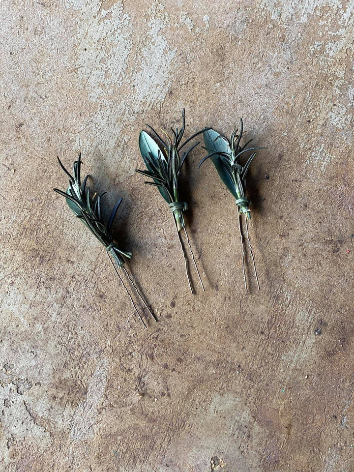 Greenery Wedding Hairpins: Handmade Rosemary & Olive Bridal Hair Accessories – handmade floral hair accessory by magaela